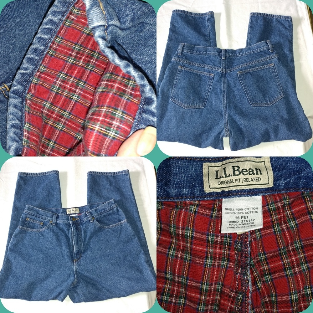 EUC L. L. BEAN LINED JEANS SIZE 16P